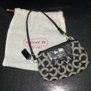 Coach Black and Gray Patterned Wristlet